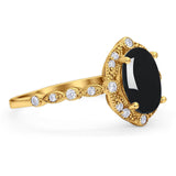 Oval Natural Stone Beaded Ring