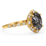 Oval Natural Stone Beaded Ring