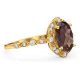 Oval Natural Stone Beaded Ring