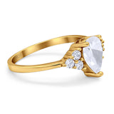 Pear Teardrop Natural Stone Wedding Ring