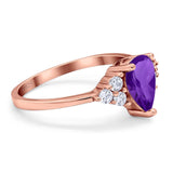 Pear Teardrop Natural Stone Wedding Ring