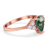 Pear Teardrop Natural Stone Wedding Ring