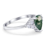 Pear Teardrop Natural Stone Wedding Ring