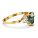 Pear Teardrop Natural Stone Wedding Ring