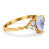 Pear Teardrop Natural Stone Wedding Ring