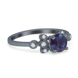 Art Deco Round Natural Stone Floral Ring