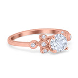 Art Deco Round Natural Stone Floral Ring