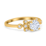 Art Deco Round Natural Stone Floral Ring