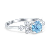 Art Deco Round Natural Stone Floral Ring