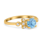 Art Deco Round Natural Stone Floral Ring