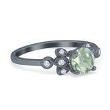 Art Deco Round Natural Stone Floral Ring