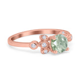 Art Deco Round Natural Stone Floral Ring