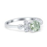 Art Deco Round Natural Stone Floral Ring