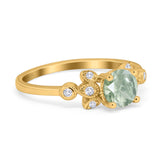 Art Deco Round Natural Stone Floral Ring