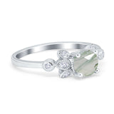 Art Deco Round Natural Stone Floral Ring