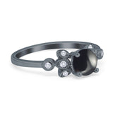 Art Deco Round Natural Stone Floral Ring