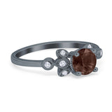 Art Deco Round Natural Stone Floral Ring