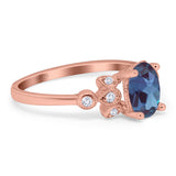 Art Deco Oval Natural Stone Floral Ring