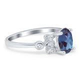 Art Deco Oval Natural Stone Floral Ring