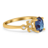 Art Deco Oval Natural Stone Floral Ring