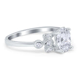 Art Deco Oval Natural Stone Floral Ring