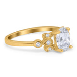 Art Deco Oval Natural Stone Floral Ring