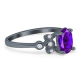 Art Deco Oval Natural Stone Floral Ring