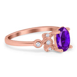 Art Deco Oval Natural Stone Floral Ring