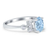 Art Deco Oval Natural Stone Floral Ring