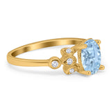 Art Deco Oval Natural Stone Floral Ring