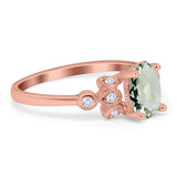 Art Deco Oval Natural Stone Floral Ring