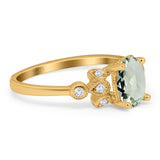 Art Deco Oval Natural Stone Floral Ring