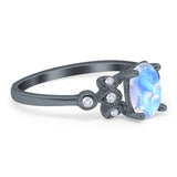 Art Deco Oval Natural Stone Floral Ring