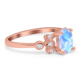 Art Deco Oval Natural Stone Floral Ring