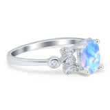 Art Deco Oval Natural Stone Floral Ring