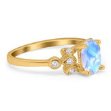 Art Deco Oval Natural Stone Floral Ring