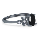 Art Deco Oval Natural Stone Floral Ring