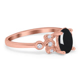 Art Deco Oval Natural Stone Floral Ring