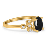 Art Deco Oval Natural Stone Floral Ring