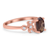 Art Deco Oval Natural Stone Floral Ring