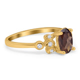 Art Deco Oval Natural Stone Floral Ring