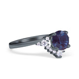 Art Deco Round Natural Stone Flower Ring