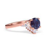 Art Deco Round Natural Stone Flower Ring