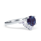 Art Deco Round Natural Stone Flower Ring