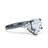 Art Deco Round Natural Stone Flower Ring