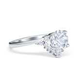 Art Deco Round Natural Stone Flower Ring