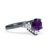 Art Deco Round Natural Stone Flower Ring