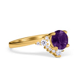 Art Deco Round Natural Stone Flower Ring