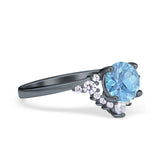 Art Deco Round Natural Stone Flower Ring