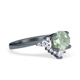 Art Deco Round Natural Stone Flower Ring